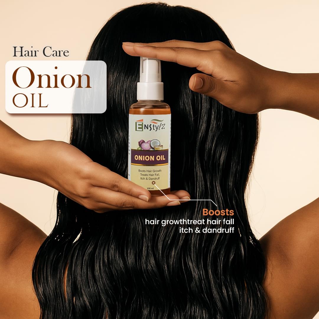 Enstylz Onion Hair Oil with Argan Oil | Hair Fall Control & Scalp Nourishment | 100ml - Image 2