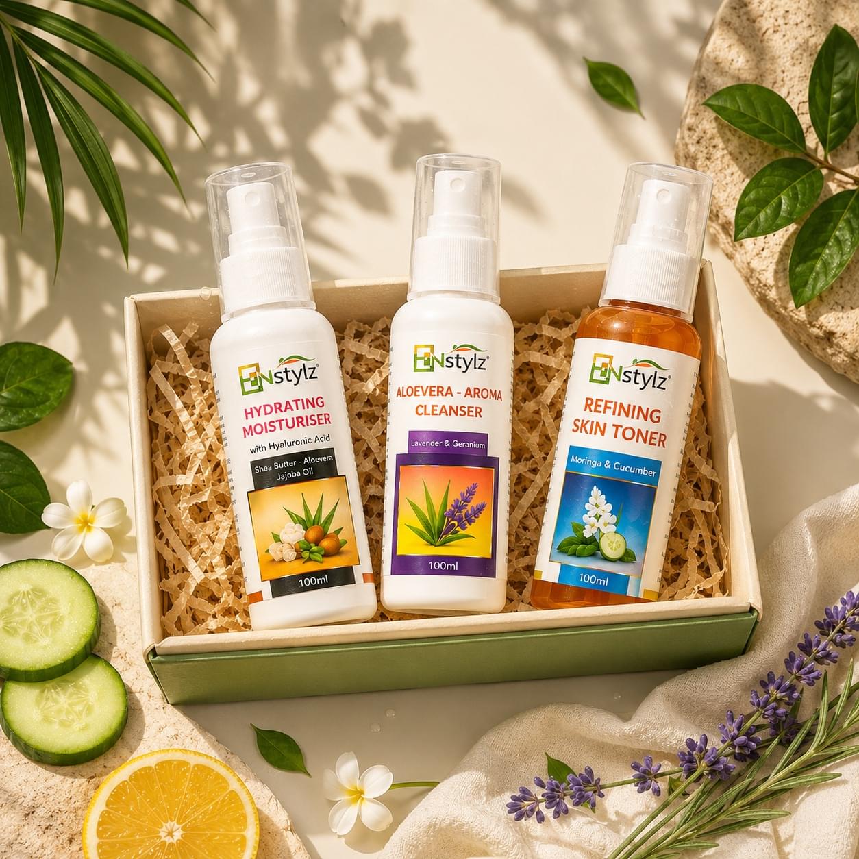Enstylz Cleanser, Toner & Moisturiser Combo. 100ml each at ₹399
