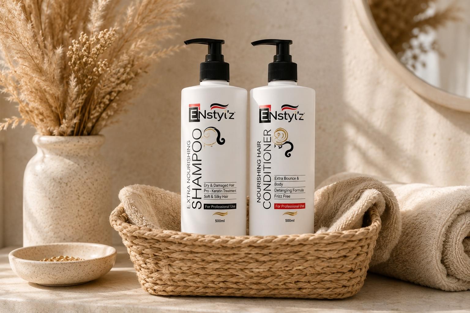 Buy Enstylz Hair Care Combo | Extra Nourishing Shampoo + Nourishing Hair Conditioner | 500ml Each - Image 2