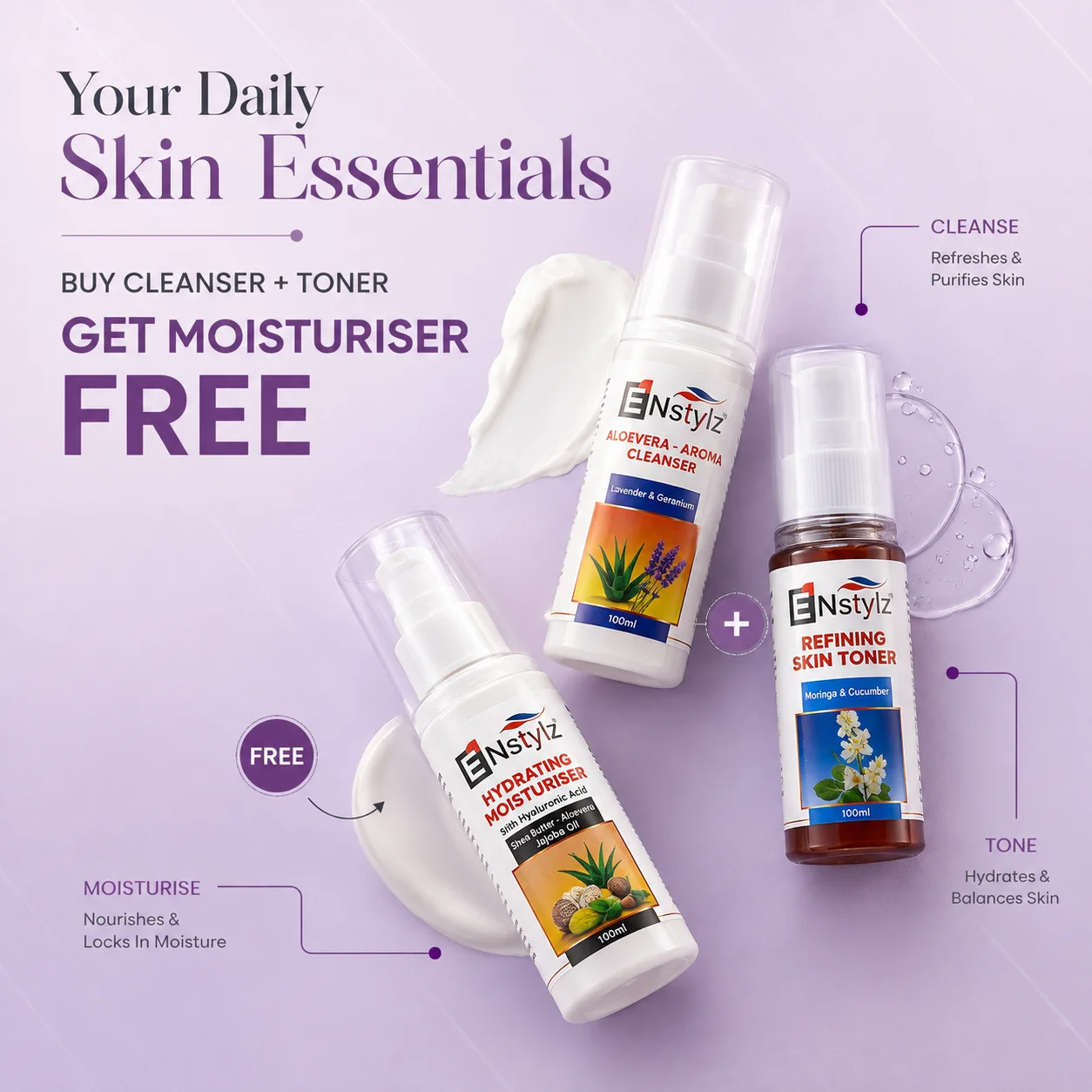 cleanser toner and moisturiser