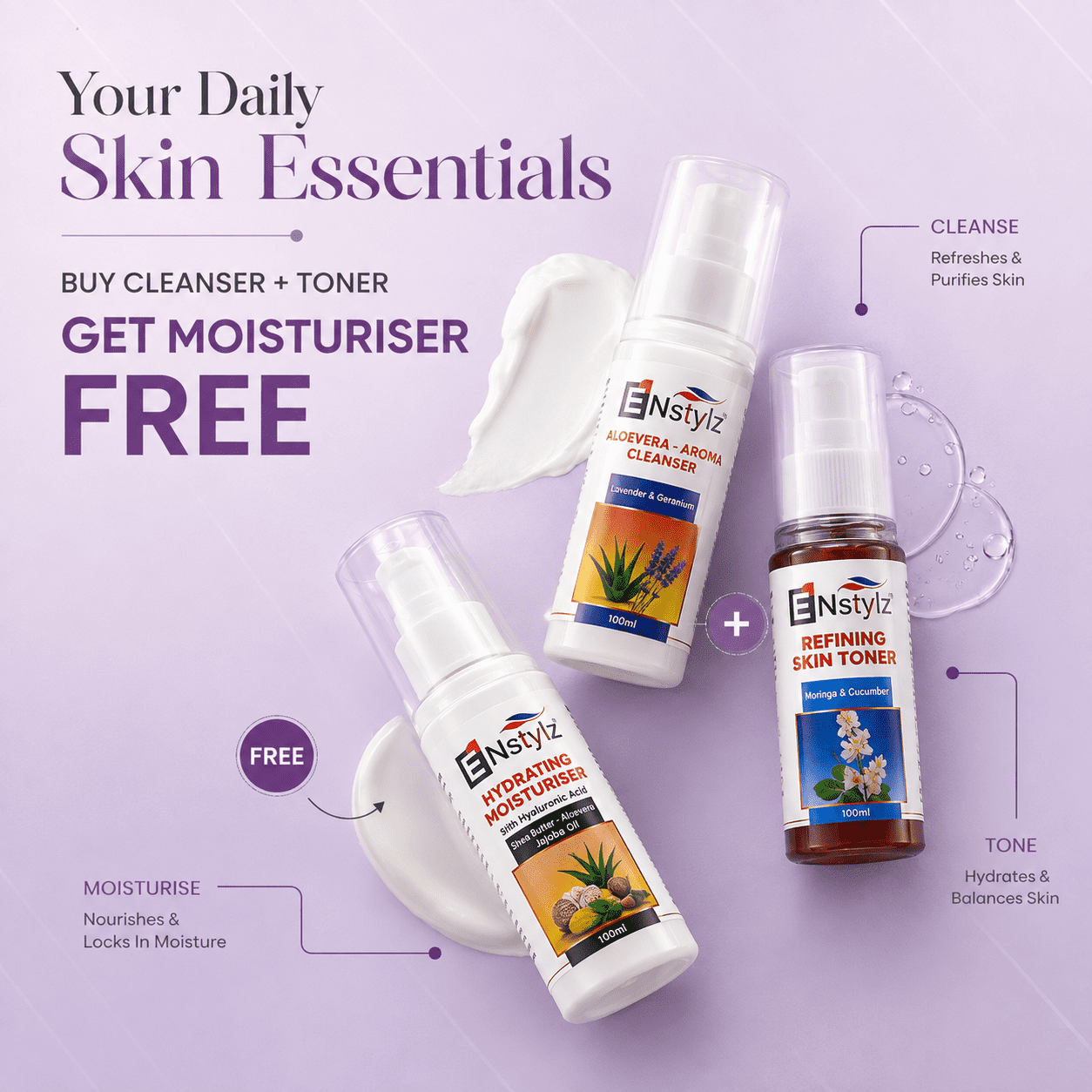 cleanser toner and moisturiser